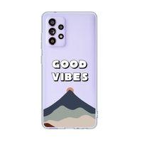 Galaxy A13 Uyumlu Good Vibes Desenli Premium Şeffaf Silikonlu Telefon Kılıfı