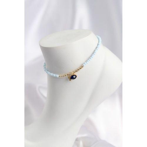 Mavi Renk Boncuklu Balık Figürlü Halhal