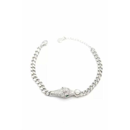 Zirkon Taşlı Leopar Bileklik - Gümüş