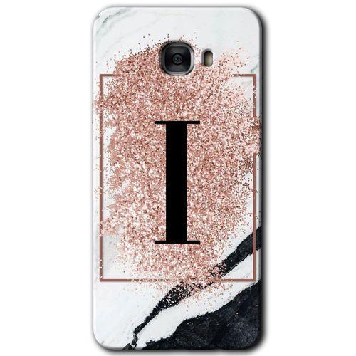 Potkal Hediye Fabrikası Samsung Galaxy C9 Pro Kılıf HD Desen Baskılı Arka Kapak - Pembe Mermer Desenli I Harfi