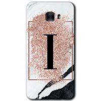Potkal Hediye Fabrikası Samsung Galaxy C9 Pro Kılıf HD Desen Baskılı Arka Kapak - Pembe Mermer Desenli I Harfi