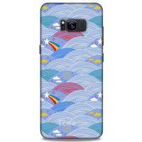 Samsung Galaxy S8 Plus Kılıf Pastel Renkler (2) Kabı Mor Beyaz