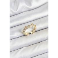 Pirinç Gold Renk Zirkon Taşlı Vintage Kadın Yüzük