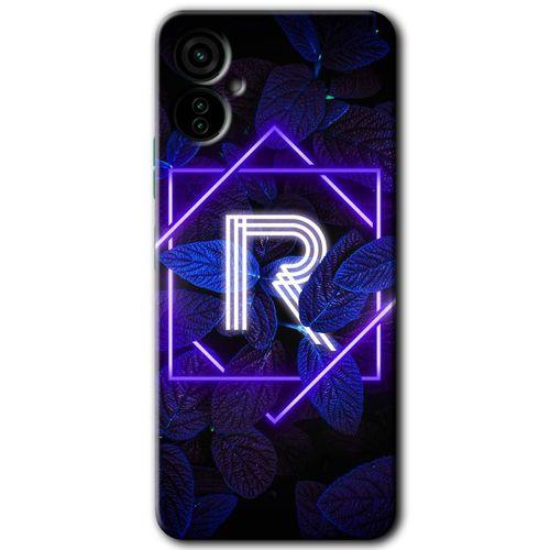 Tecno Spark 9 Pro Kılıf HD Desen Baskılı Arka Kapak - Dark Neon Yaprak R Harfi