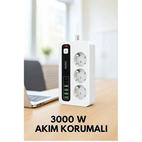 P10 3x Priz 3000w Akım Korumalı 4x Usb 2x Type-c Girişli Çoklu Priz