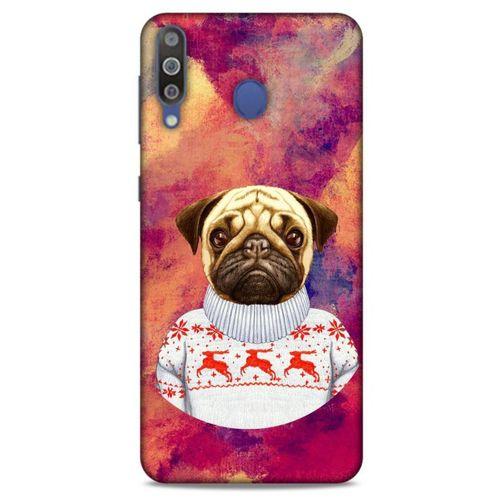 Samsung Galaxy M30 Kılıf Köpek Kıyafetleri (6) Silikon Kılıf Pug Kazak