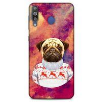 Samsung Galaxy M30 Kılıf Köpek Kıyafetleri (6) Silikon Kılıf Pug Kazak