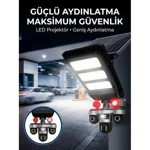 Güneş Enerjili Kablosuz Dış Mekan Güvenlik Kamerası Gece Görüşlü Led Projektörlü