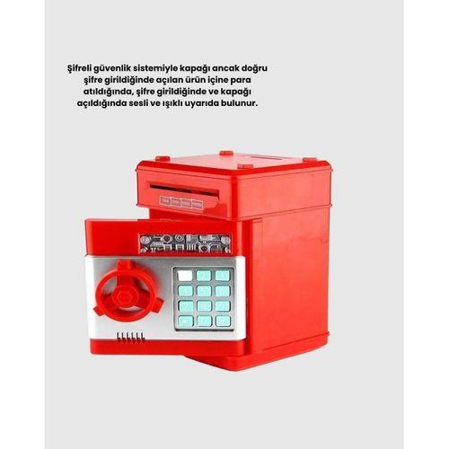 Kırmızı Şifreli Atm Kasa Para Yutan Kumbara