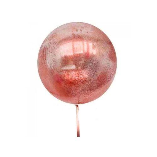 Eğitici Çocuk   Rose Gold Renk Simli Yuvarlak Şeffaf Balon 24 İnç