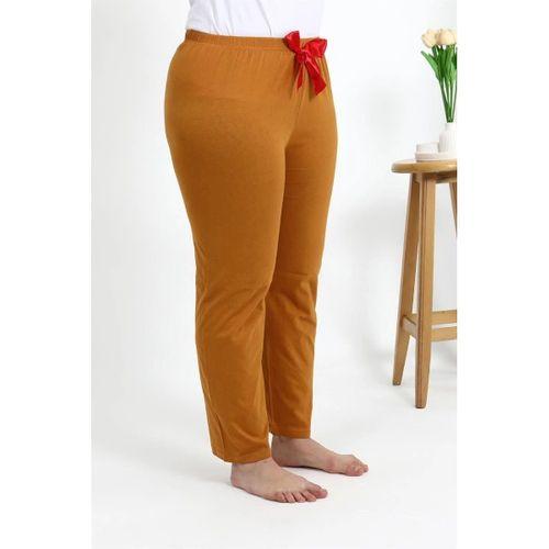 Kadın Pamuklu Büyük Beden Alt Pijama Hardal