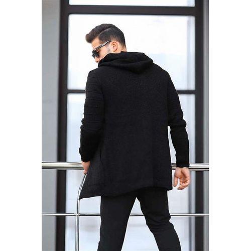 Siyah Erkek Düz Panço Hırka