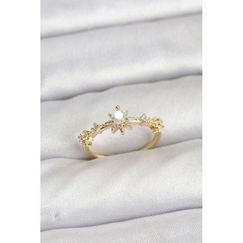 Gold Renk Pirinç Yıldız Model Kadın Yüzük