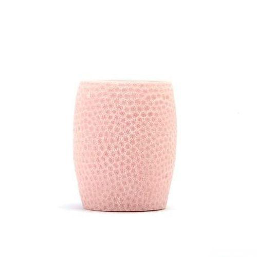 2 Adet Diş Fırçalık,Macunluk Pembe Petek Desenli Poliresin 8X8X10Cm 400Ml Banyo Seti