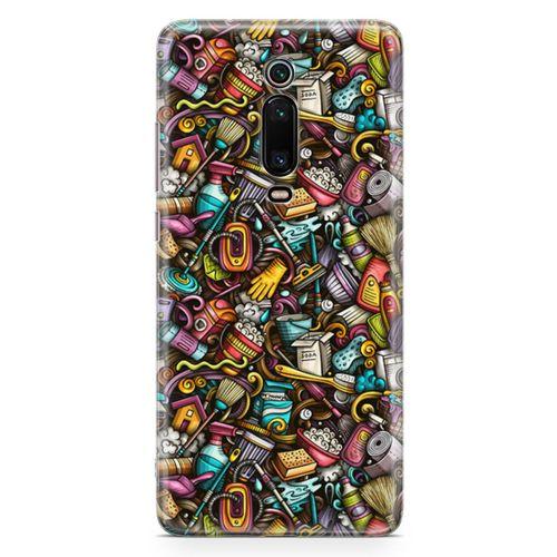 Xiaomi Redmi K20 Pro Premium Kılıf Temizlik Malzemeleri Doodle Arka Kapak Koruma Desenli Full