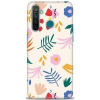 Realme 5 Pro Kılıf HD Baskılı Kılıf - Renkli Yapraklar + Tam Ekran Koruyucu
