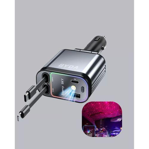 Araç Şarj Cihazı 4 Portlu 66w Hızlı Şarjlı Led Işıklı Ve 180° Dönebilir