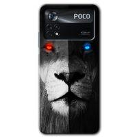 Poco x4 Pro Kılıf HD Desen Baskılı Arka Kapak + Temperli Cam - Fire and Ice Lion