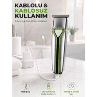 T Bıçaklı Saç Sakal Kesme Makinesi Şarjlı Kablosuz Ense Favori Şekillendirme Tıraş Makinesi