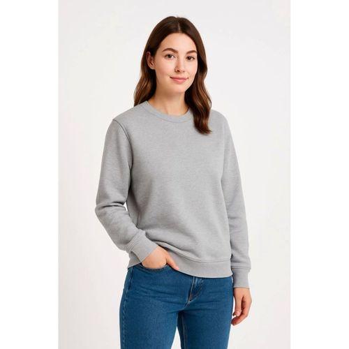 Üç İplik Düz Bisiklet Yaka SweatShirt - Gri