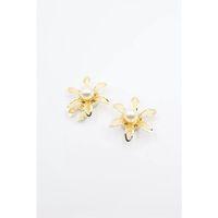 İncili Düğme Broşu - Altın