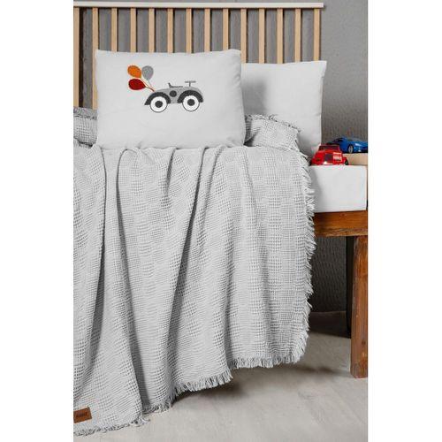 Kanz Kanz Bebek Waffle Müslin Nakışlı Pike Knz-021 Bubble Gri