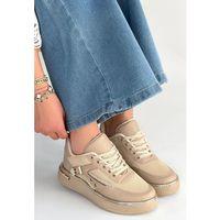 Junda Bej Cilt Bağcıklı Spor Ayakkabı