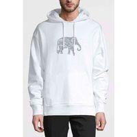 Zentangle Elephants Baskılı Beyaz Erkek Kapşonlu Sweatshirt