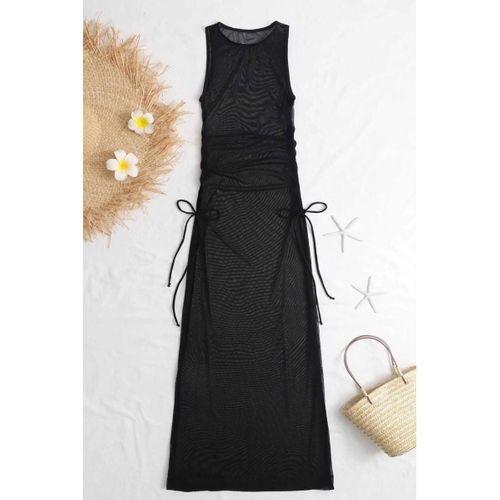 Uzun Yanlardan Ayarlanabilir Yazlık Mayo Üstü Elbise Pareo