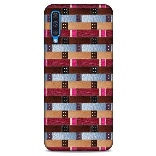 Samsung Galaxy A30s Kılıf Patchwork (45) Liquid Air Kılıf Bordo Gri