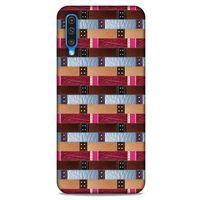 Samsung Galaxy A30s Kılıf Patchwork (45) Liquid Air Kılıf Bordo Gri