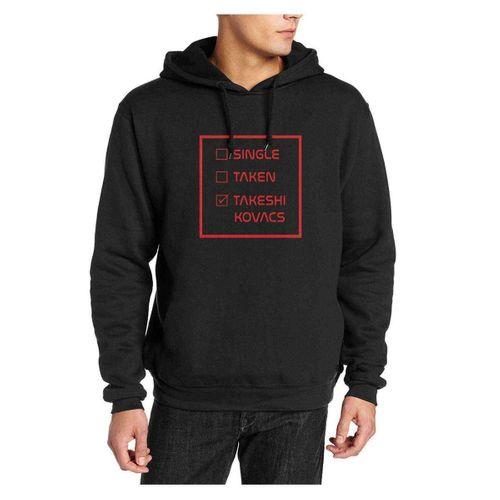 Altered Carbon Status Baskılı Siyah Erkek Kapşonlu Sweatshirt