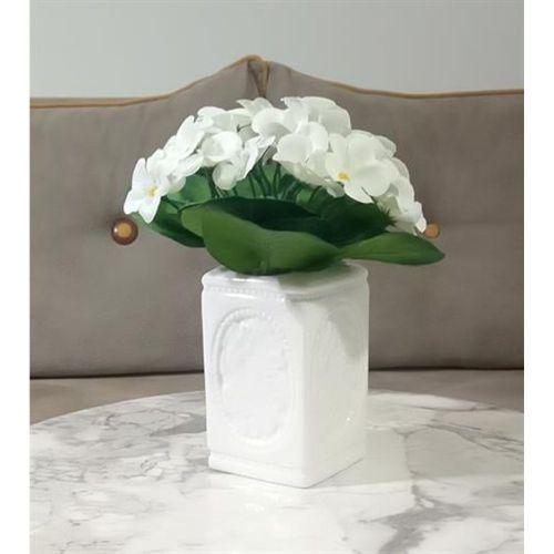 2 Adet Vazo Dahil,Vazoda Çiçek,Beyaz Yapay Çiçek,Vazo Dekoratif Çiçekli Kare 8X8X16Cm