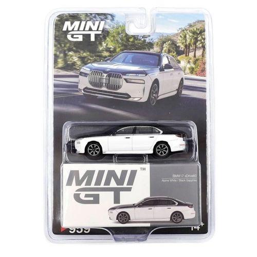 Eğitici Çocuk Mini GT 1/64 BMW i7 xDrive60 Alpine White / Black Sapphire - Blister Paket