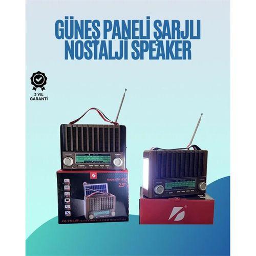 Ktf-1428 Nostaljik Solar Enerjili Bluetooth Speaker – Radyo, Sd/usb Mp3 Çalar, Güçlü Taşınabilir Hoparlör