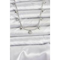 Pirinç Gümüş Renk Zirkon Taşlı Deniz Kabuğu Model Kadın Kolye