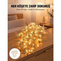 Yaprak Şekilli Gümüş Led Işık Pilli Dekoratif Aydınlatma