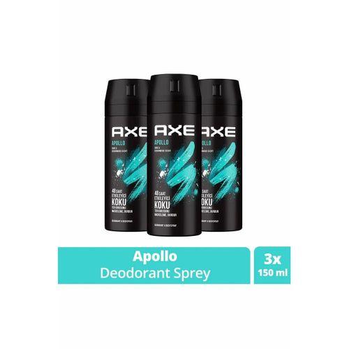 3 Adet Axe Erkek Sprey Deodorant Apollo 48 Saat Etkileyici Koku Vücut Spreyi 150 ml