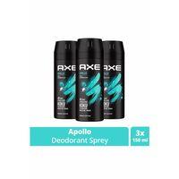 3 Adet Axe Erkek Sprey Deodorant Apollo 48 Saat Etkileyici Koku Vücut Spreyi 150 ml
