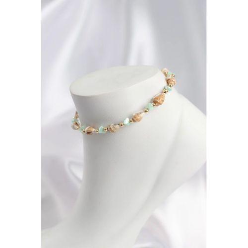 Doğal Deniz Kabuğu Model ve Yeşil Kristal Taş Model Halhal