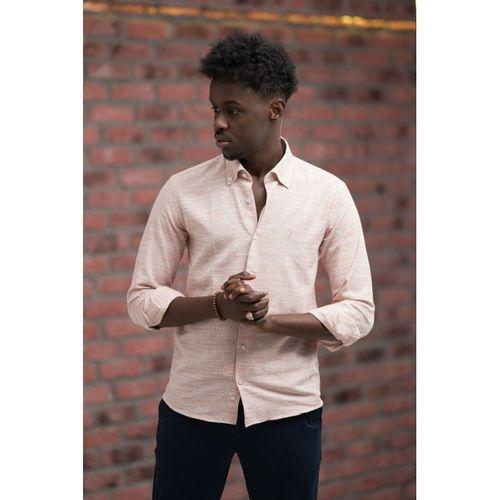 Slimfit Hasır Dokuma Yaka Düğmeli Slimfit Gömlek