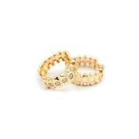 Taşlı Halka Küpe - Altın