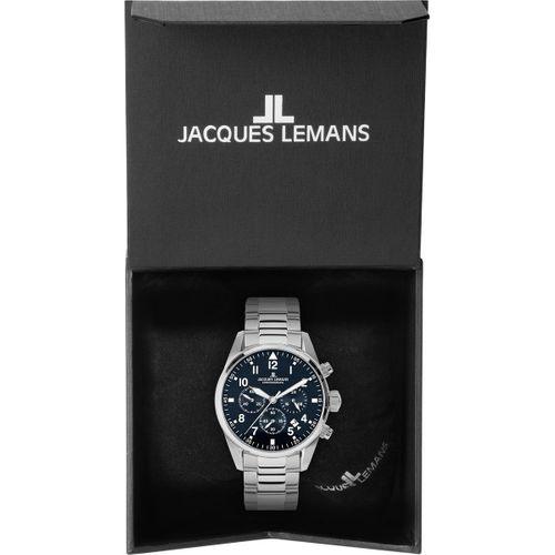 Jacques Lemans Sport JL.42-2D Quartz Çelik Gri Mavi Kadran 10 ATM 42 mm Erkek Kol Saati