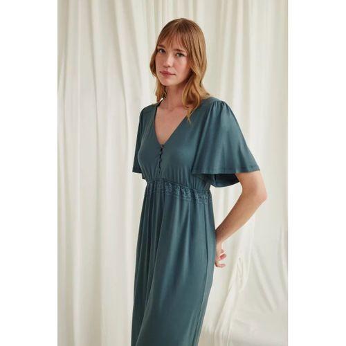 Dantelli Önü Düğmeli Hamile Lohusa Viskon Gecelik