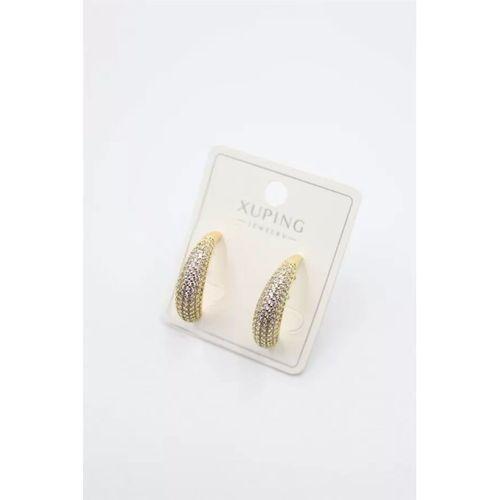 Taşlı Halka Küpe - Altın