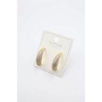 Taşlı Halka Küpe - Altın