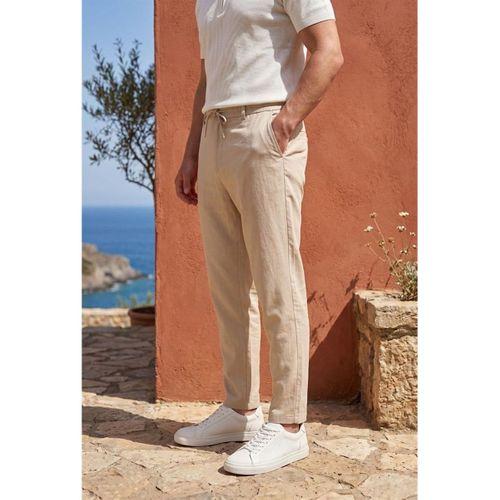 Partain Havuç Kesim Bezayağı Kumaş Boyfriend Kalıp Jogger Erkek Pantolon - Bej