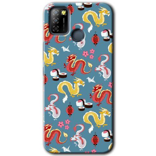 İnfinix Smart 5 Kılıf HD Desen Baskılı Arka Kapak - Funky Dragon