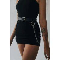 Elbise Üzeri Zincirli Deri Şık Kemer Aksesuar Harness - Brf656