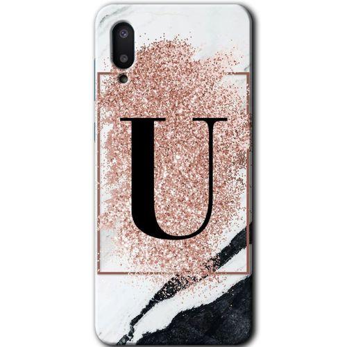 Potkal Hediye Fabrikası Samsung Galaxy A02 Kılıf HD Desen Baskılı Arka Kapak - Pembe Mermer Desenli U Harfi